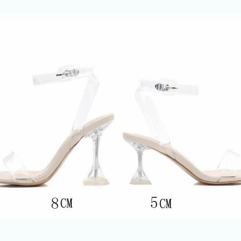 Transparent high-heeled sandals female fairy style fashion thin heels with open toe net red summer