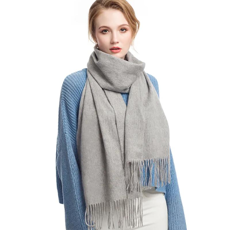 Pure Wool Thick Warm Scarf Female Shawl Korean Style Trend All-match Scarf In Winter