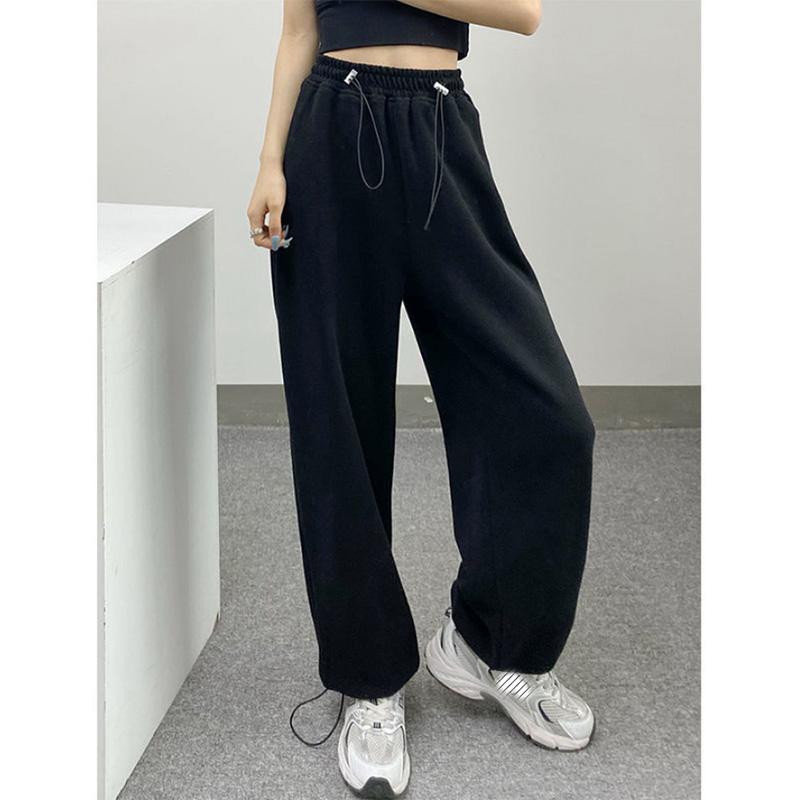 Sports Pants Women's High Waist Slim Straight Loose Wide Leg Drawstring Casual Sweat Pants Drawstring Pants