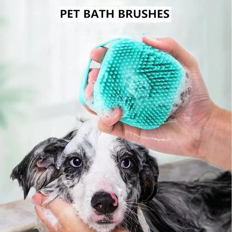 Pet Bath Brush Dog Bath Artifact Shampoo Bath Liquid Storage Cup Silicone Cat Puppy Bath Brush Pet Cat Dog Grooming Comb Hair Removal Massage Brush