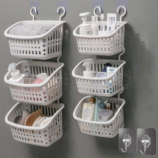 Wall Bathroom Shelf Storage Basket Kitchen Bedroom Dormitory Bathroom Plastic Storage Baskets