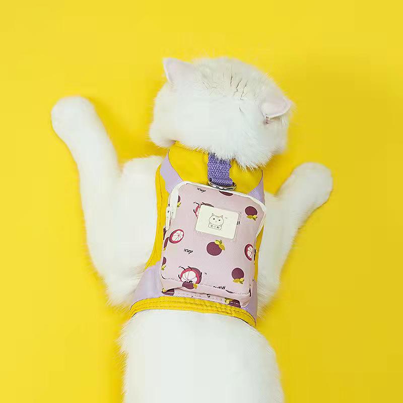 Japanese Style Cute Cat Harness Pet Leash with A Tiny Backpack 4 Patterns Are Available