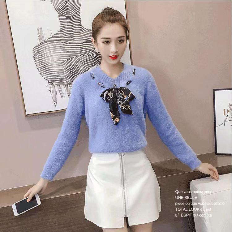 Autumn and Winter Mohair Jacket Fashion Thick Loose Top Casual Style Women Sweater