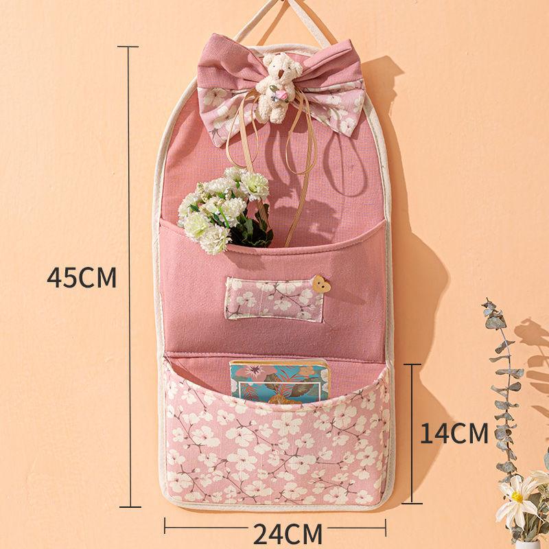 Multi-pocket Lovely Fabric Sundry Storage Bag Dormitory Door Back Wall Hanging Bag Cell Phone Key Storage Hanging Bag Home Organizer