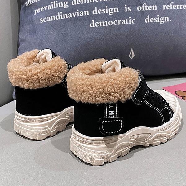 Winter Plush Thickened Children's Martin Boots Casual British Style Boys' and Girls' Cotton Shoes Non Slip Flat Baby Boots