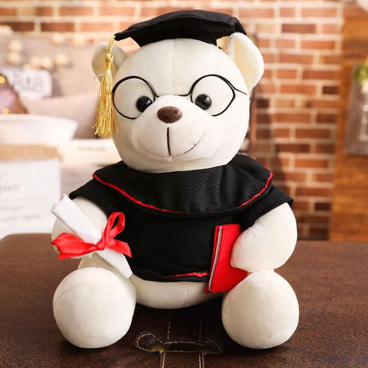 Lovely Glasses Graduation Bear Plush Doll Wearing Doctorial Hat Dr. Bear Cub Plush Toy Little Bear Plush Toy Gifts