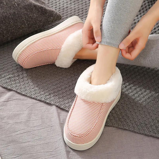 Cotton Slippers Keep Warm Autumn and Winter Pregnant Women's Bedroom Shoes Men and Women Couples Postpartum Bag Plus Velvet Thick Winter