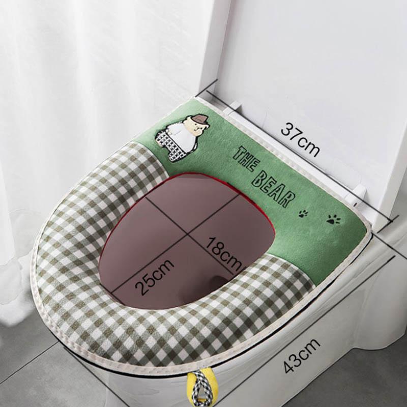 Toilet Cushion Household Waterproof Four-season Universal Three-piece Zippered Lattice Type Toilet Seat Two-piece Toilet Cover Cover Set