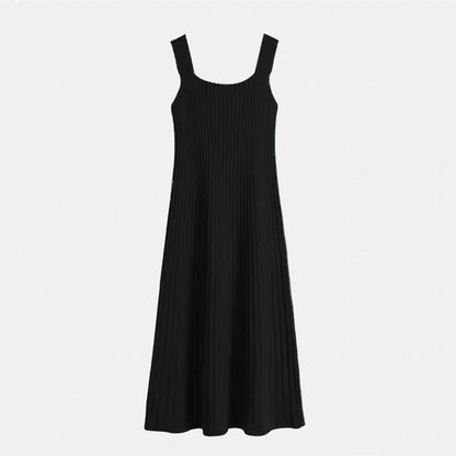 Women Sexy Knitted Suspender Dresses Solid Color Pleated Backless Club Strap High Elasticity Dress Summer Vest Dress