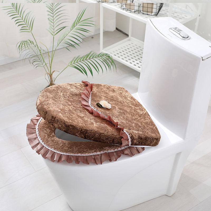 Lace Toilet Mat Two-piece Toilet Mat Household Toilet Seat Cushion Toilet Ring Zipper Universal