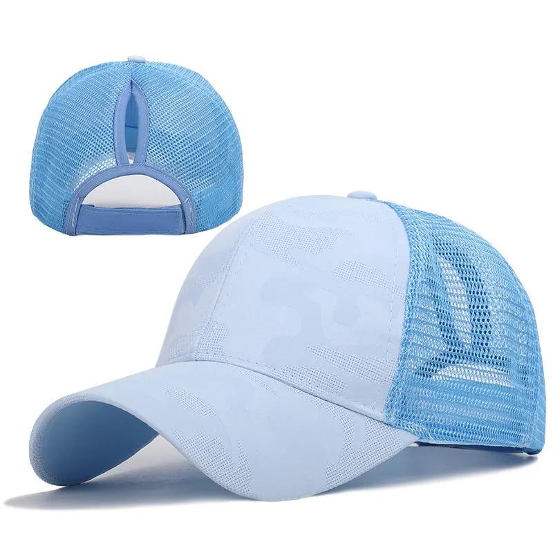 Women's Spring Summer Cotton Hats Outdoor Running Fitness Hat High Ponytail Baseball Cap Shade Breathable Ponytail Hat Adjustable Empty Top Cap