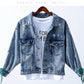 Embroidered Denim Jacket Women Spring and Autumn Loose Casual All-match