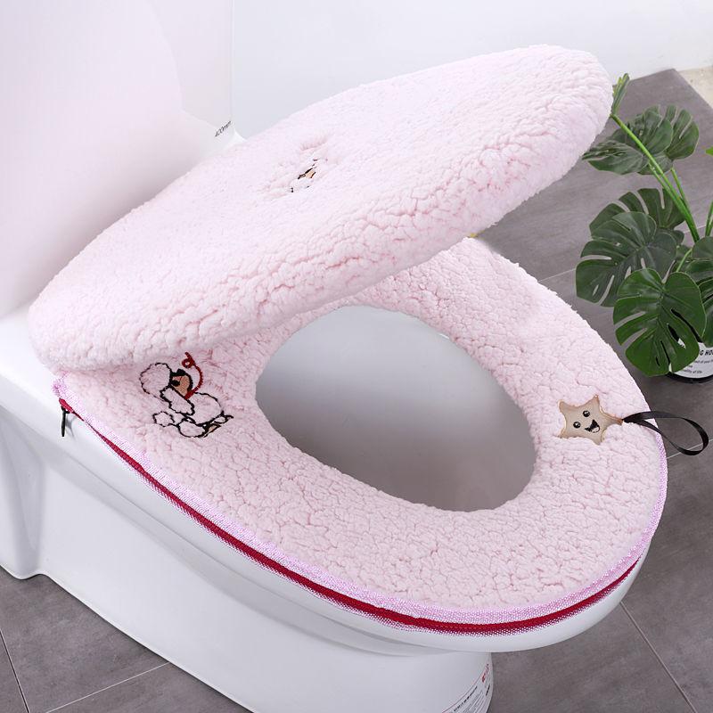 Toilet Mat Household Two-piece Chain Soft Plush Washable Thick Fashion Suit Four Seasons Universal Toilet Cover