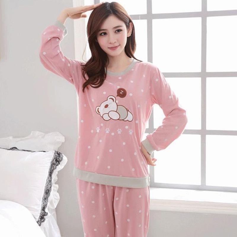 Women's Long Sleeve Pajamas Middle-aged Mom Sweet Loose Floral Printing Home Wear Two-piece Set Spring Autumn Printed Round Neck Pajamas Set