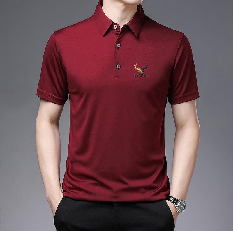 Spring and Summer Men's Lapel Thin Short-sleeved Polo Shirt Solid Color T-shirt Young and Middle-aged Dad Shirt