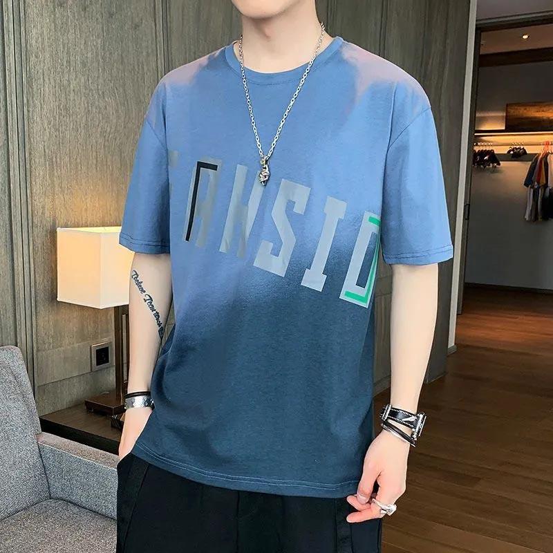 Men's Five-point Short-sleeved T-shirt Summer New Ice Silk T-shirt Trend Loose Half-sleeved Student Shirt Men's Clothing