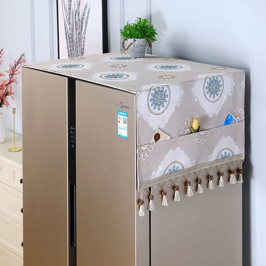 Double-opening Refrigerator Cover Towel Microwave Oven Cover Cloth Washing Machine Cover Linen Waterproof and Oil-proof Single-door Refrigerator Towel