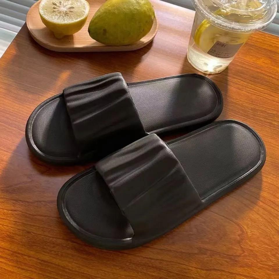 Japanese Sandals and Slippers Ins Non-slip Bathroom Bath Indoor Household Women's Slippers Fashionable Pleated Design Flip Flops