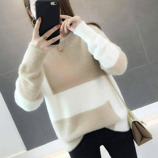 Autumn Winter Women Sweaters and Pullovers Long Sleeve Casual Sweater Solid Knitted Jumpers Sweater