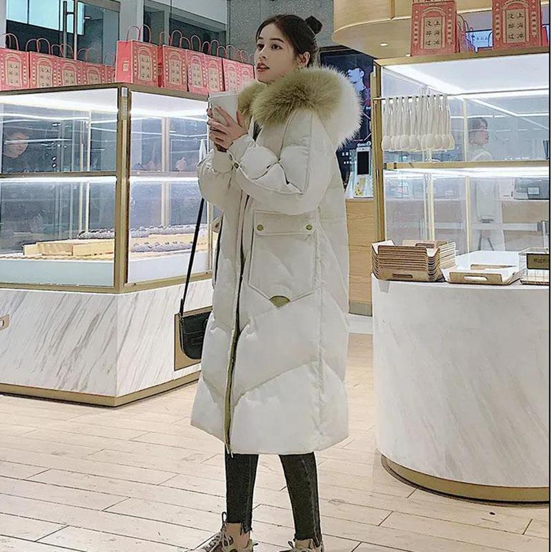 Women's Over-the-knee Mid-length Padded Coat Winter Coat Thick Padded Coat Big Fur Collar Loose Bread Parkas