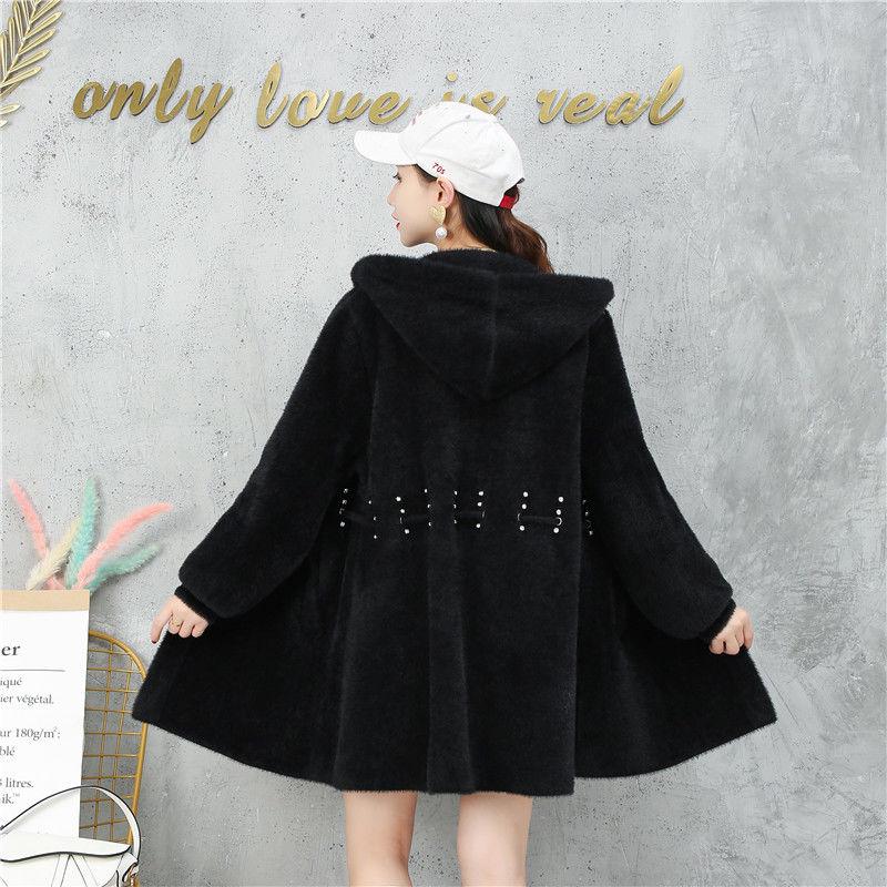 No Pilling Beaded Mid-length Sweater Autumn and Winter Korean Loose Cardigan Thick Long-sleeved Coat