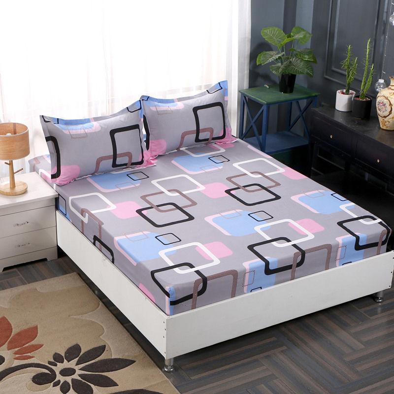 3pcs/set Skin-friendly One-piece Bed Sheet Simmons Protective Cover Non-slip Bed Sheet Fadeless  Bed Cover