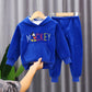 Children's Suit Autumn and Winter 2021 Girls Plus Velvet Sweater Two-piece Suit Boys and Girls Thick Winter Suit