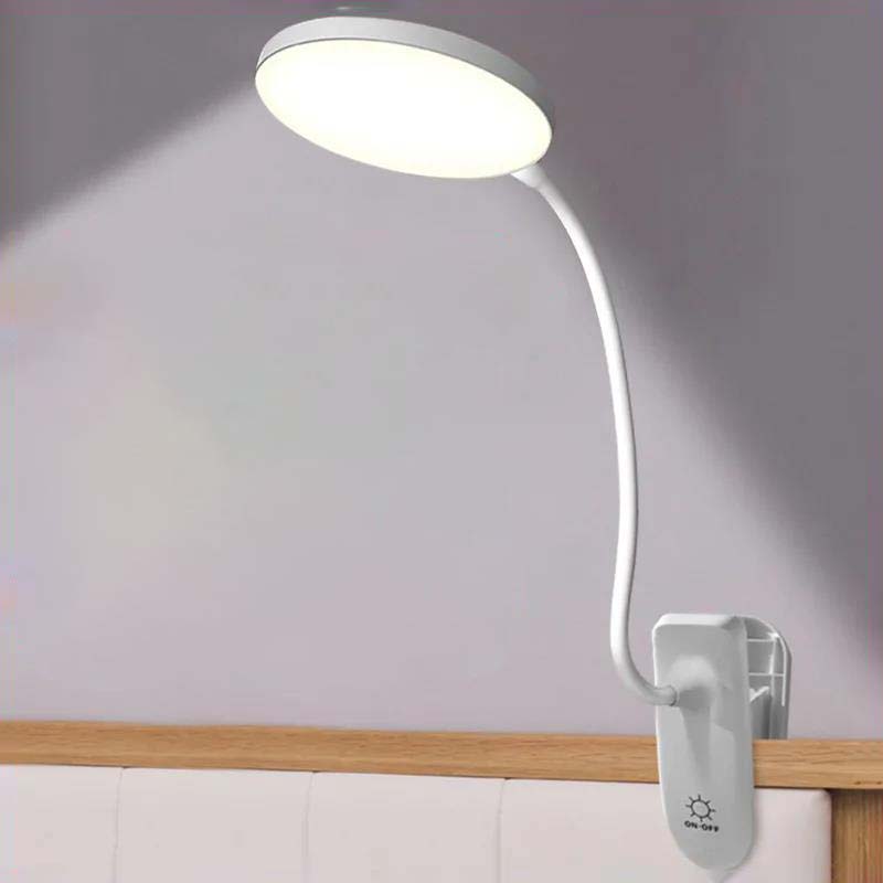 Clip-on LED Desk Lamp Eye Protection Rechargeable Learning Student Small Desk Lamp Bedroom Bedside Lamp