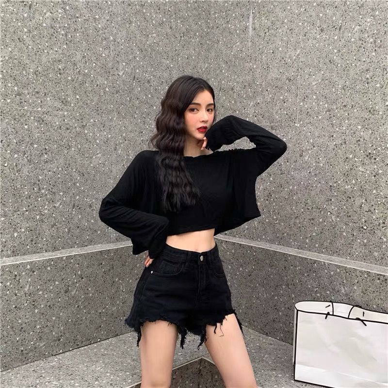 WTEMPO Women Elastic Waist Denim Shorts Loose Wide Leg A-line Thin Office Club Casual Party Dates Vocation