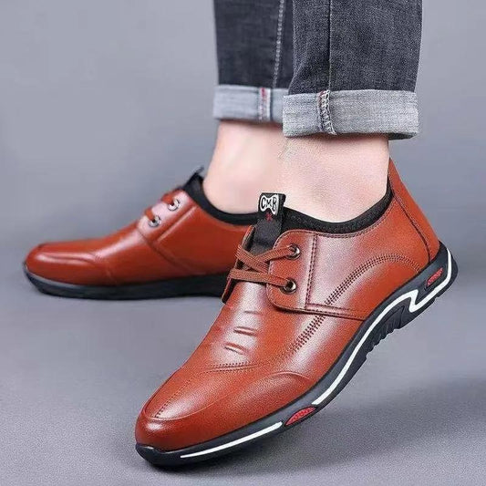 Spring and Autumn Men's Trendy Casual Leather Shoes High Quality Sports Leather Shoes Casual Driving Shoes Dad Shoes