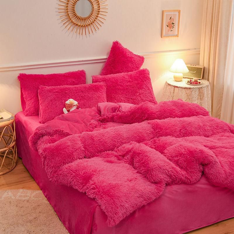 Crystal Plush Plush Bedding Winter Thick Warm Mink Four-piece Suit