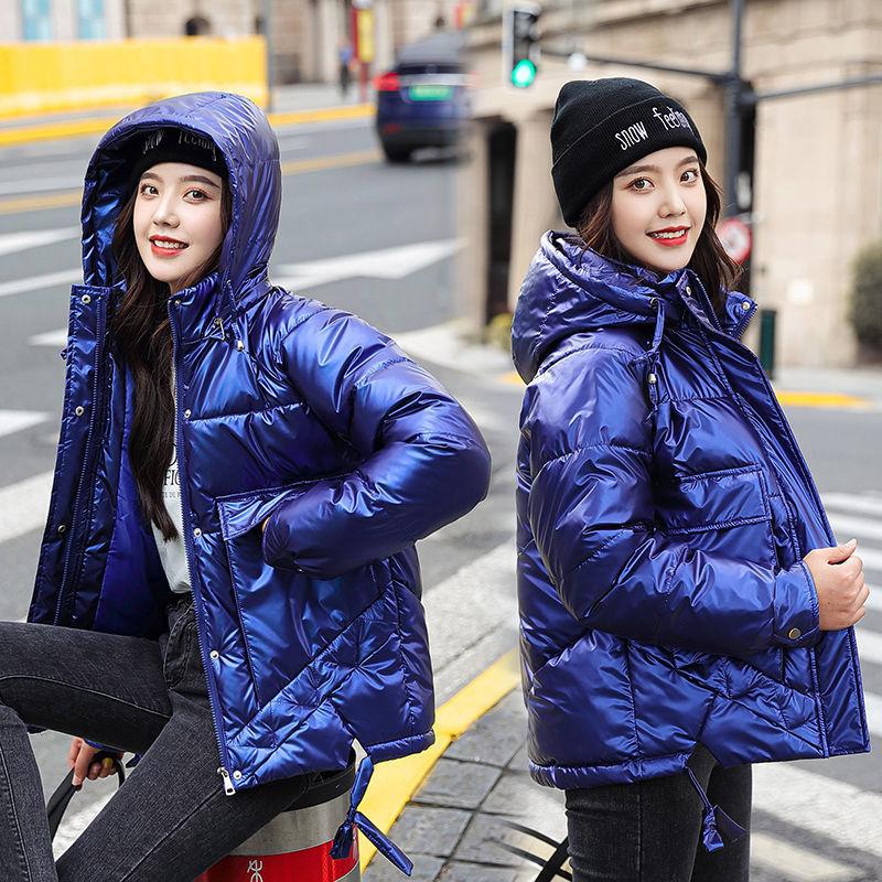 Winter Fashion Women's Cotton-padded Jacket Outdoor Thick Warmth Down Padded Jacket Loose and Short Shiny Zipper Jacket Women Winter Clothes