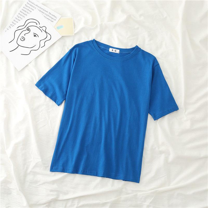 Cotton  Women Round Neck Short Sleeve Tops T Shirt