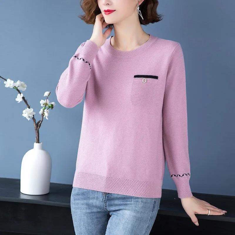 Spring Pullover Knit Bottoming Shirt Ladies Short Sweater Casual Versatile Outer Top Autumn