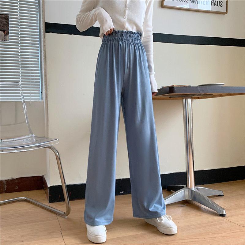 WTEMPO Women's High Waist Casual Pants Super Long Elastic Waist Straight Loose Casual Daily