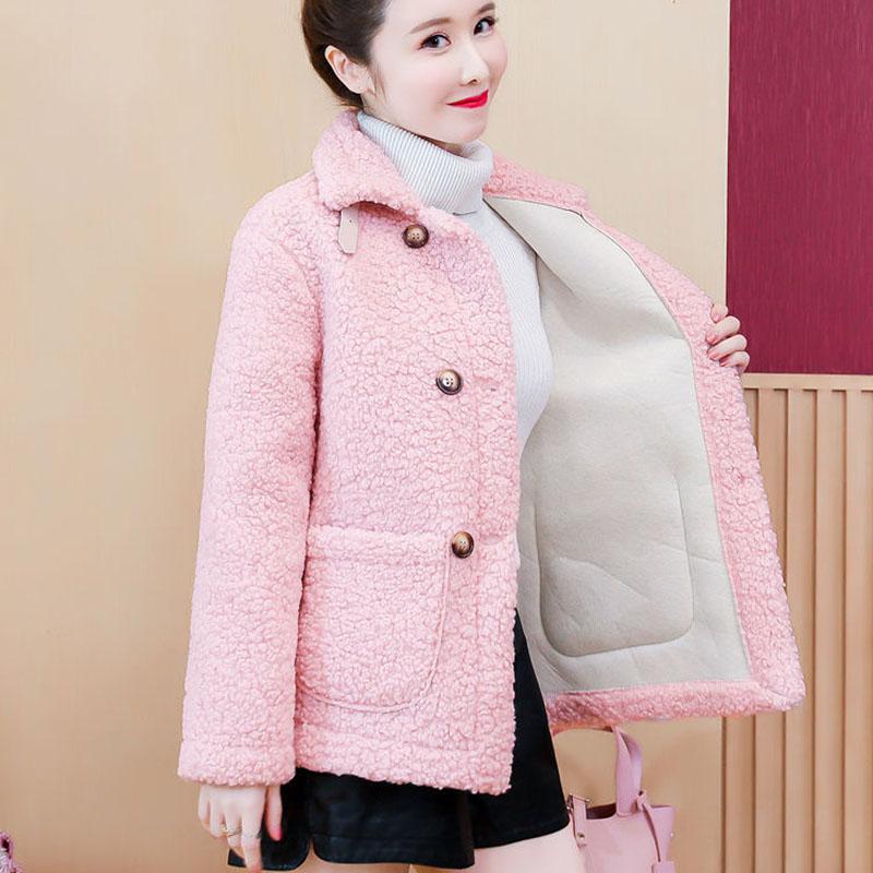 Lamb Wool Short Coat Female Autumn and Winter Korean Loose Faux Fur One-piece Lamb Wool Granular Fleece Coat