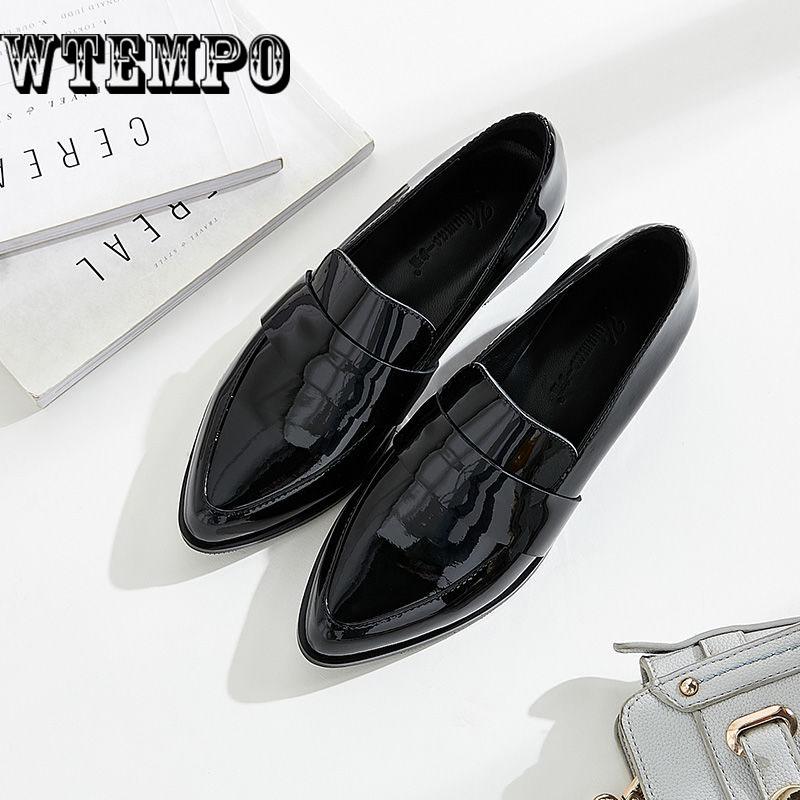 Women's Leather Shoes Flat Shoes Loafers One-pedal Ladies' Flat Shoes Casual Leather Shoes Soft Leather Pointed Toe All-match British Style Work Shoes