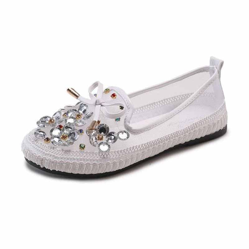 Plus Size 36-40 Summer Women Outdoor Letter Flat Bohemian Beach Wear-resistant Non-slip Office Lady Beaded Shoes