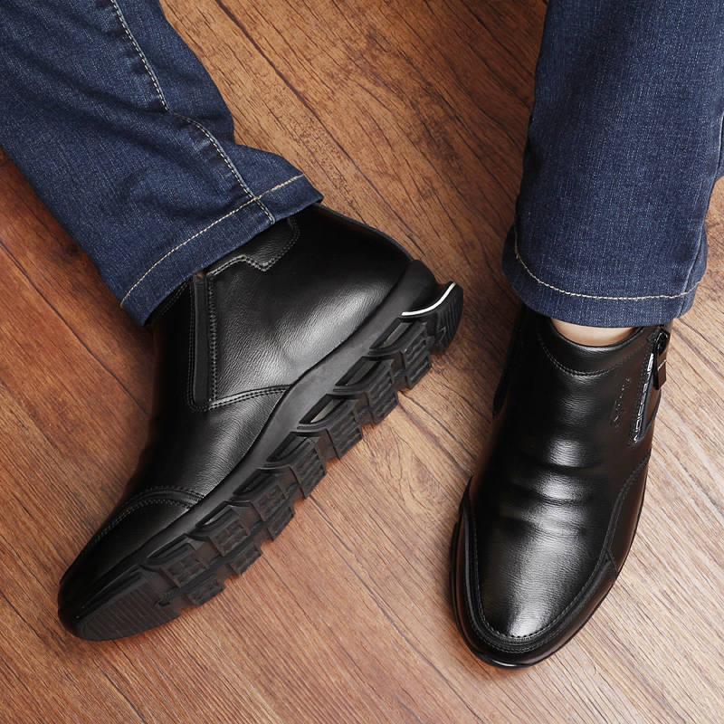 Leather Boots Genuine Leather Men Winter Shoes Fashion Male Shoes Winter Ankle Boots Male Boots