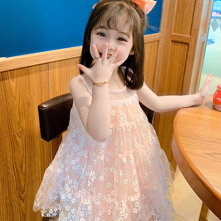 Girls Christmas Costume Lace Princess Dress Kids Sleeveless Summer Sequin Flowers Clothing Children New Year Birthday Party