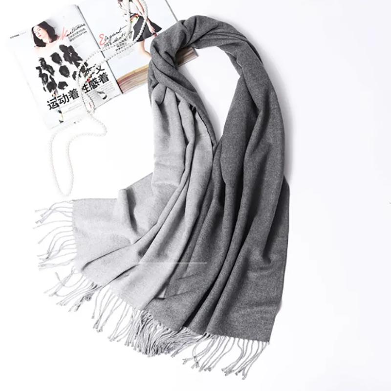 Scarf Women Korean Rabbit Hair Double-sided Two-color Thick Solid Color Shawl Dual-use Warm Tassel Scarf