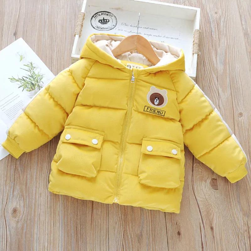 Boy's Padded Jacket New Girl's Padded Jacket Baby Winter Clothes Thick Velvet Mid-length Baby Child Warm Cotton Coat