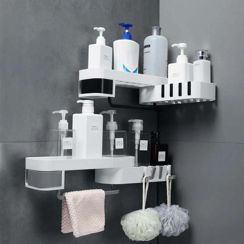 Bathroom Kitchen Corner Rack Creative Double Storage Rack Multifunctional Storage Shelf No Hanging Wall Box