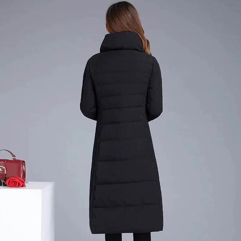 Women's Solid Color Down Jacket Mid-length Down Jacket Winter Korean Style Loose Coat Warm Stand-collar Down Jacket Quilted Jacket