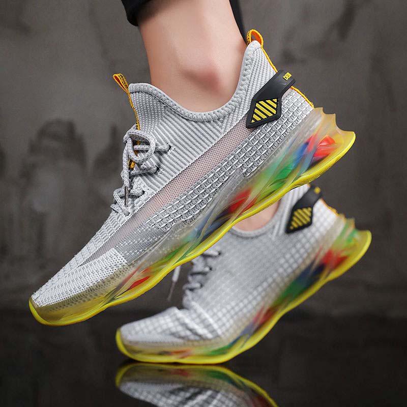 Plus Size 39-44 Men Flying Woven Mesh Sneakers Comfortable Breathable Running Basketball Shoes Shockproof Non-slip Blade Shoes