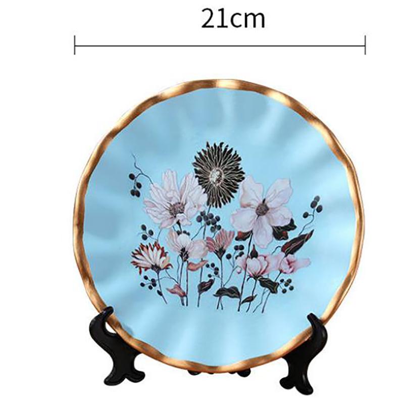 21cm Peacock Flower and Bird Color Lacquer Porcelain Plate European Ornaments Now Style Ornaments