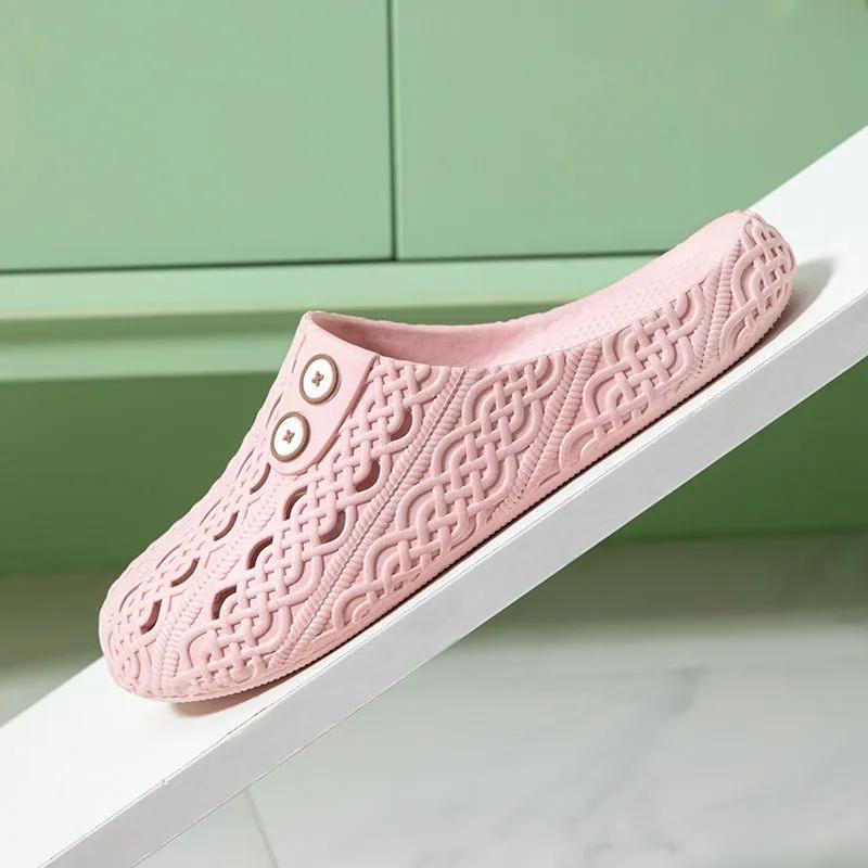 Women's Hole Toe Shoes Cute Non-slip Beach Sandals Girls Summer Outside The Bathroom Home Thick Bottom Stepping on Shit Slippers