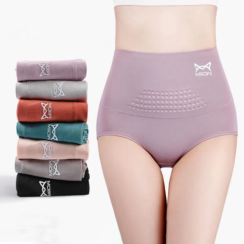 3-pack Women's High-waist Cotton Panties Graphene Antibacterial Bottom Crotch Thermal Underwear Postpartum Belly Shaping Briefs