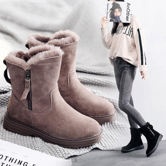 Pair of  Boots Snow Boots Female Ankle Boots Winter Cotton Boots Tassels Martin Boots Cotton Shoes