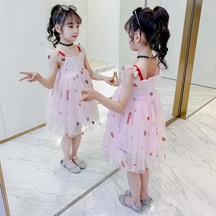 Children Dress Spring Summer Kids Clothing Sling Girls Yarn Skirt Sleeveless Princess Dress Girl 4 13 Years